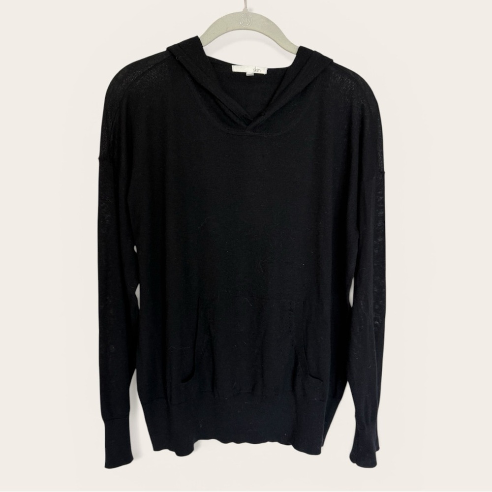 SKIN Luxe Lightweight Black Hooded Sweater